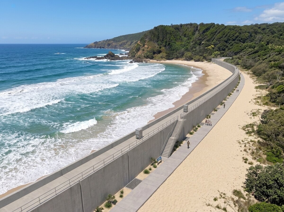 Aerial render of the proposed wall along Kings Beach