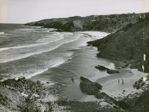 Old black and white photo of Kings Beach